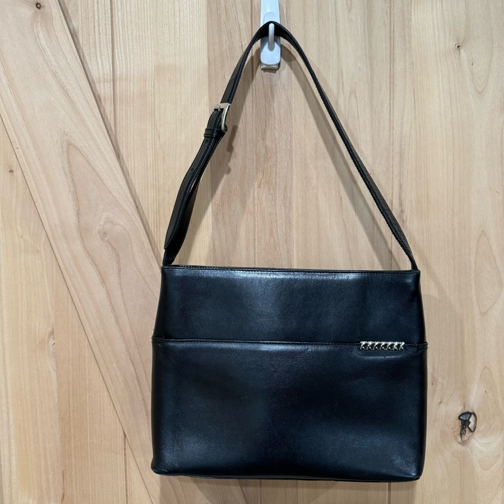 Paloma Piccaso Shoulder Bag Vintage Black Italian Leather Purse Bag - Picture 3 of 15